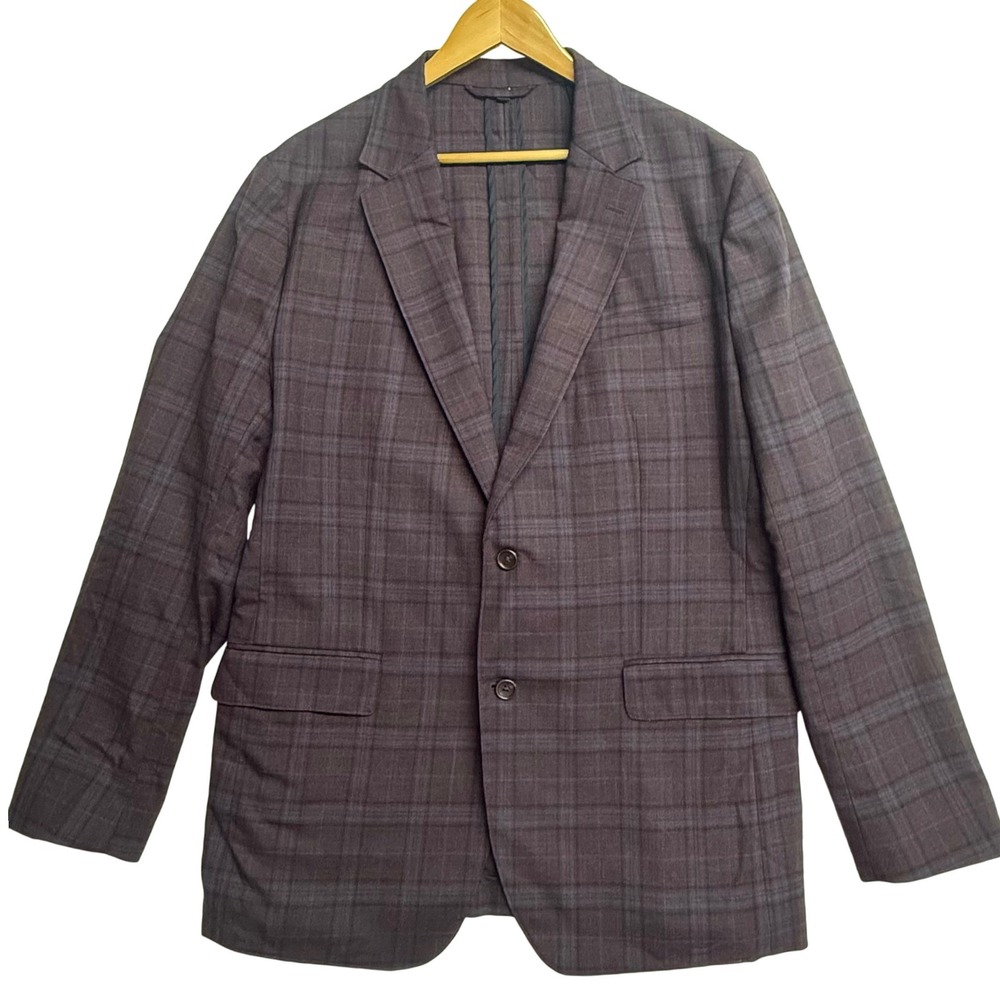 Bonobos 44L Athletic Fit Wool Sport Coat Blazer Purple Plaid Windowpane
